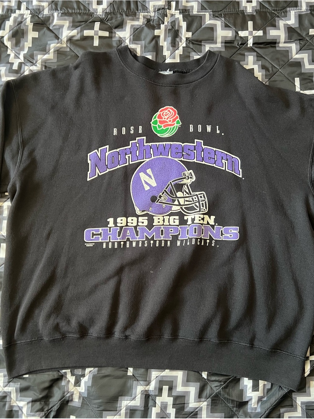 Northwestern Wildcats 1995 Rose Bowl Big Ten Champions Black Crewneck Sweatshirt